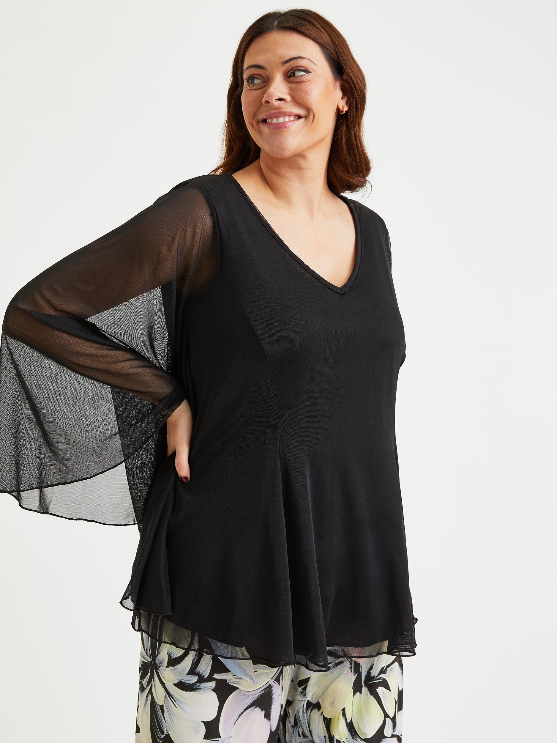 Product image 1 of 1, which shows Scarlett & Jo Kimono Tunic Top, Black, 14