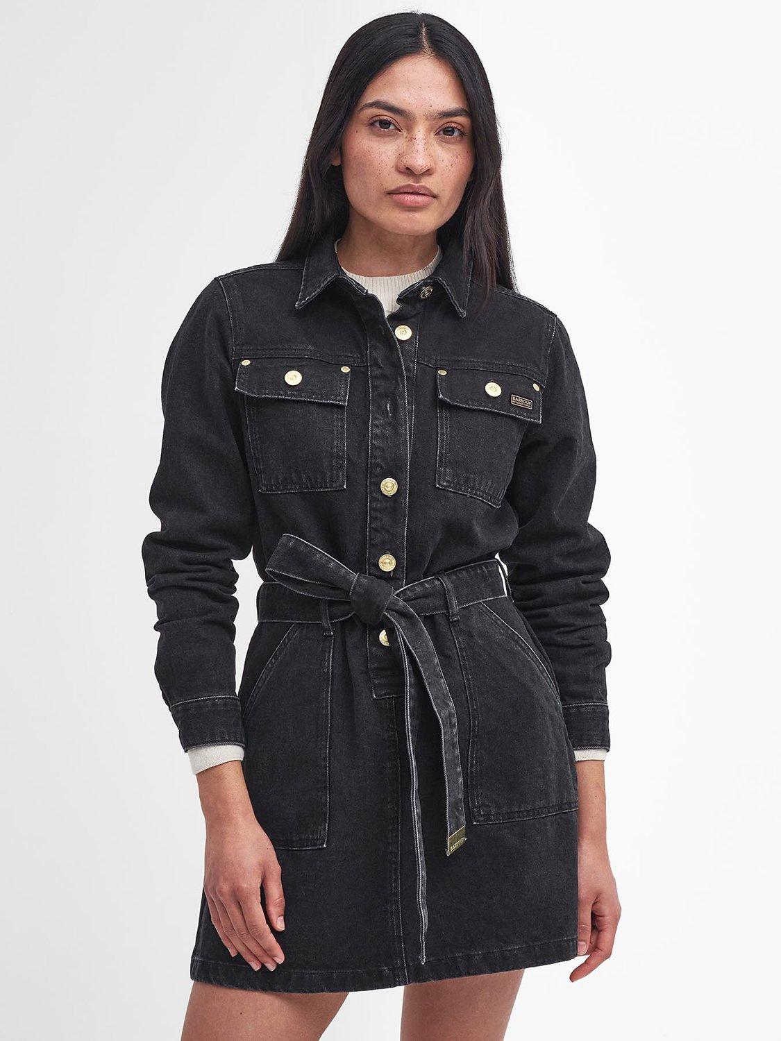 Barbour International Jada Denim Mini Shirt Dress, Washed Black