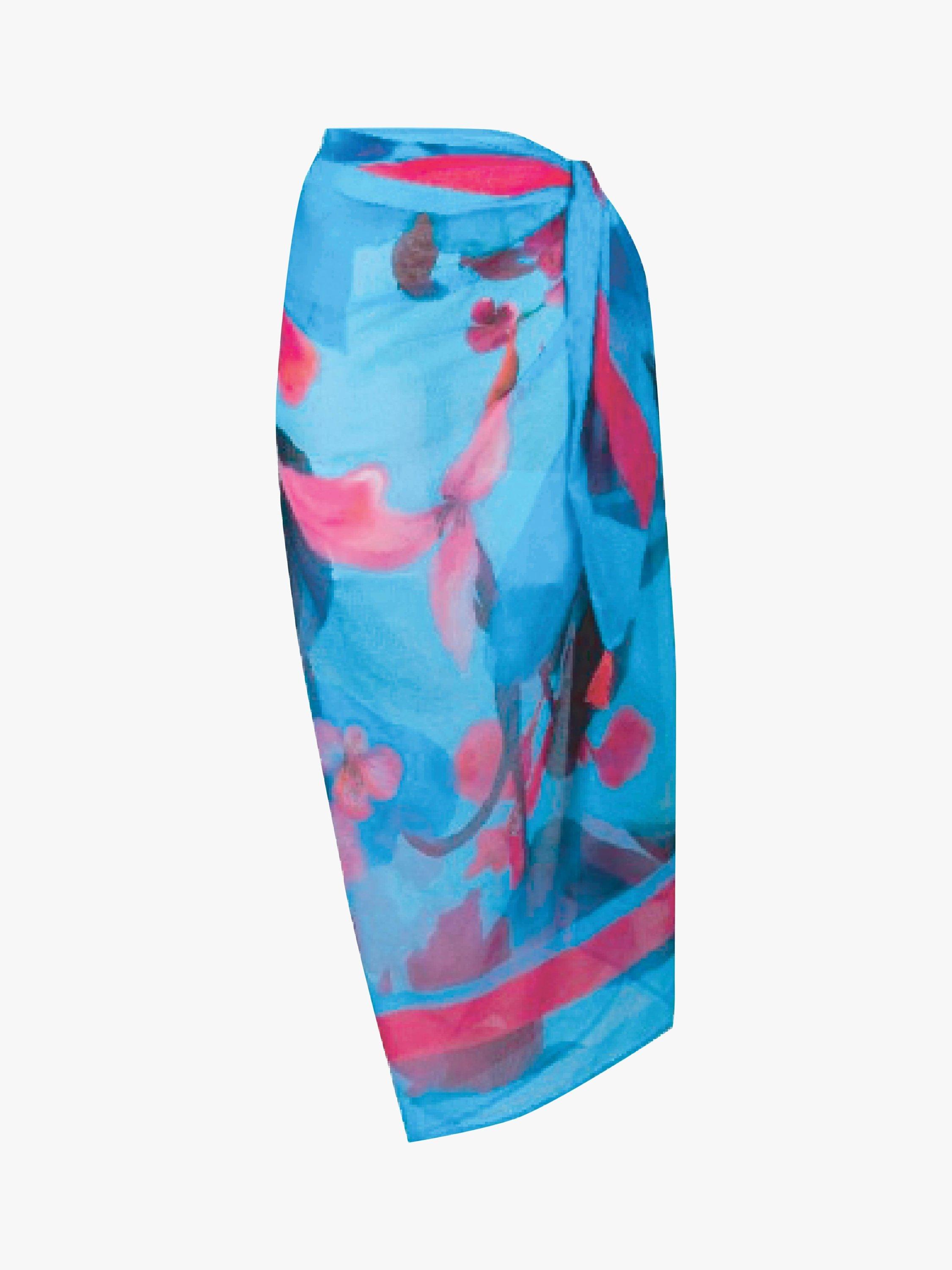 Product image 1 of 4, which shows Seaspray Kefalonia Floral Print Pareo, Blue/Multi, One Size