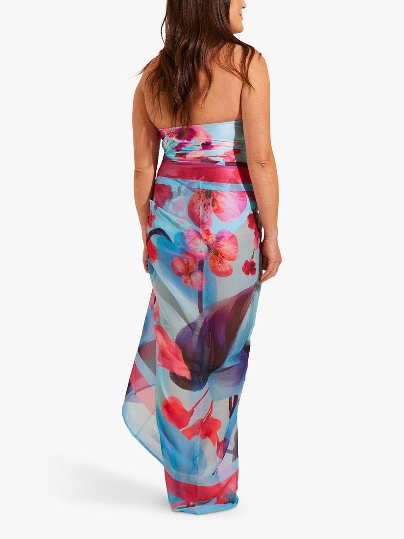 Product image 2 of 4, which shows Seaspray Kefalonia Floral Print Pareo, Blue/Multi, One Size