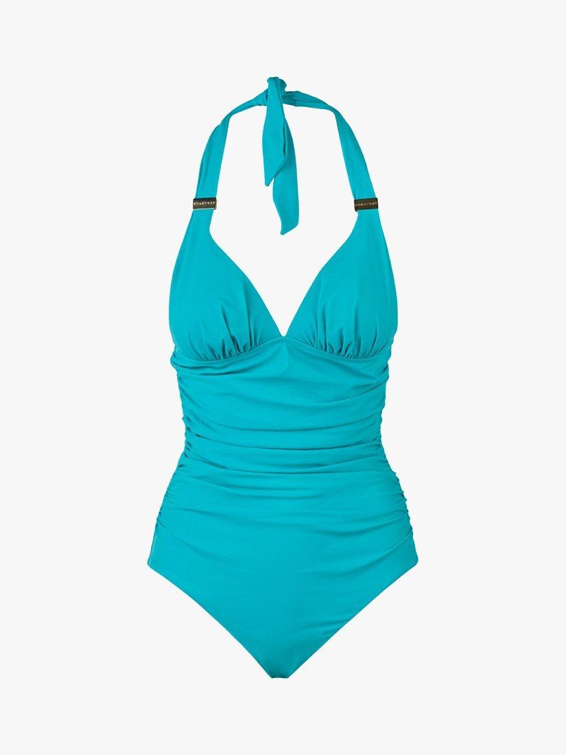 Product image 2 of 4, which shows Seaspray Audrey Plunge Padded Swimsuit, Aqua, 10
