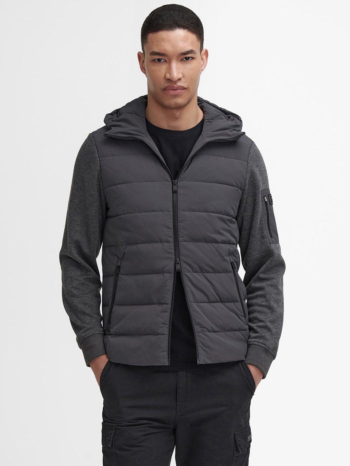 Barbour International Stanley Quilted Sweatshirt Jacket, Charcoal Marl