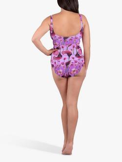 Seaspray Calla Mock Wrap Floral Print Swimsuit, Pink - view 2, Pink