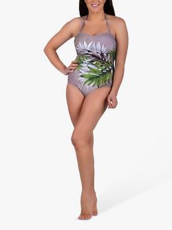 Seaspray Hawaii Palm Print Bandeau Swimsuit, Green, Green