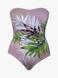 Seaspray Hawaii Palm Print Bandeau Swimsuit, Green - view 2, Green