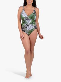 Seaspray Hawaii Classic Draped Palm Print Swimsuit, Green, Green