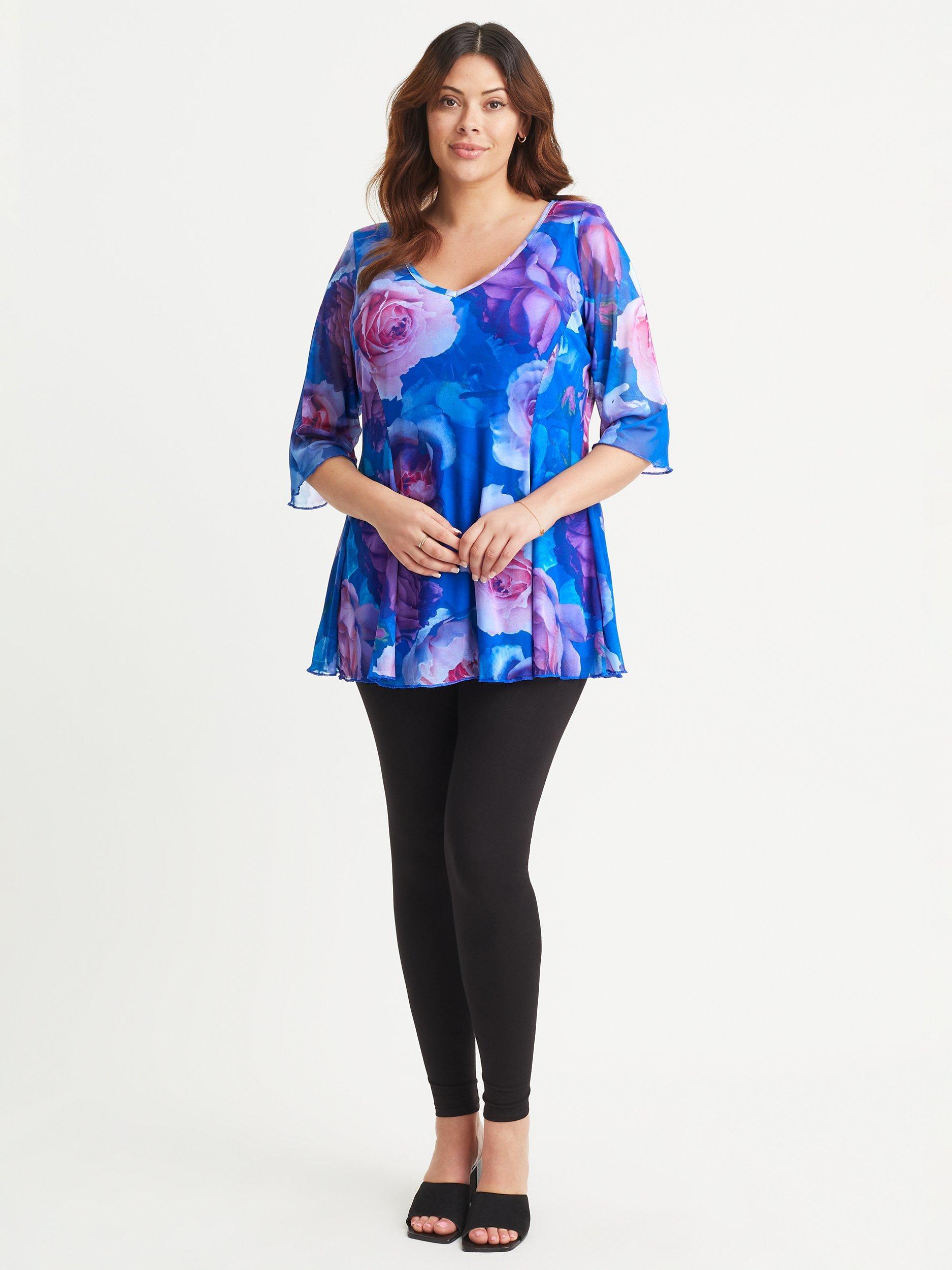 Scarlett & Jo Rose V-Neck Tunic Top, Blue/Multi
