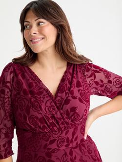 Scarlett & Jo Verity Velvet Midi Dress, Wine Flock - view 2, Wine Flock