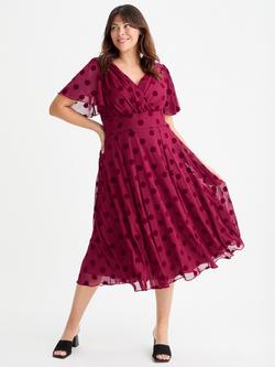 Scarlett & Jo Victoria Velvet Midi Dress, Wine, Wine