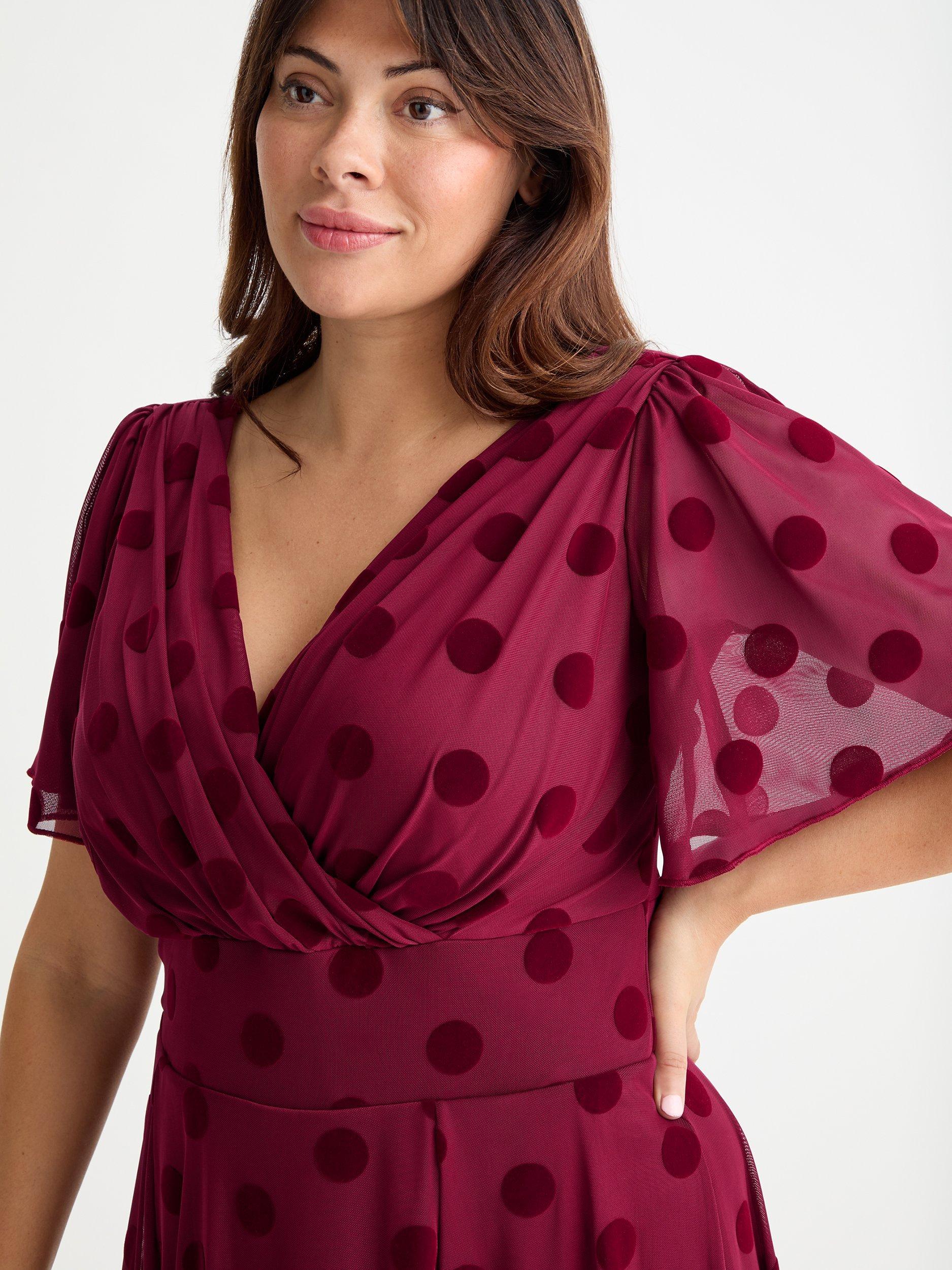 Product image 2 of 4, which shows Scarlett & Jo Victoria Velvet Midi Dress, Wine, 12