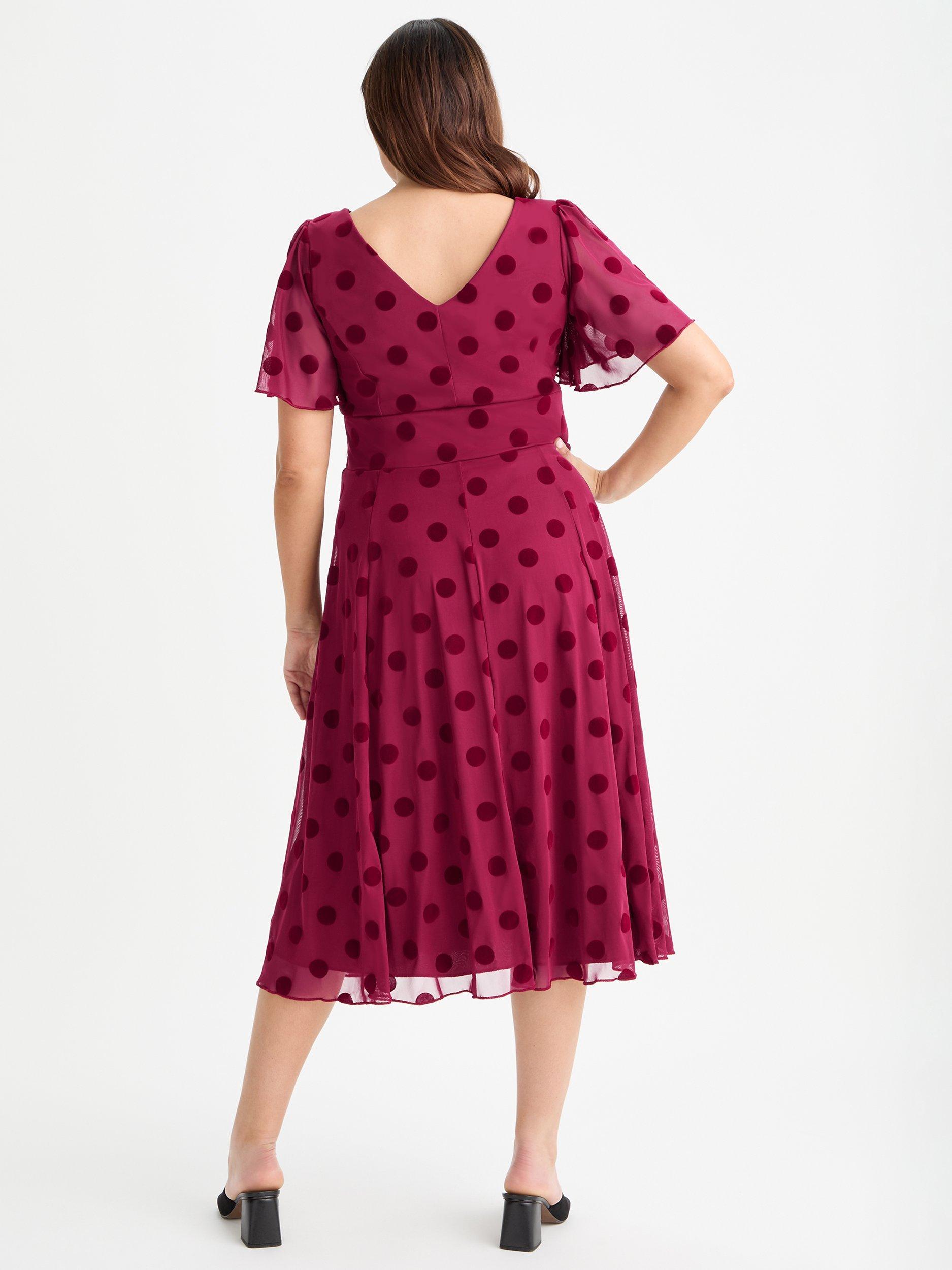 Product image 4 of 4, which shows Scarlett & Jo Victoria Velvet Midi Dress, Wine, 12