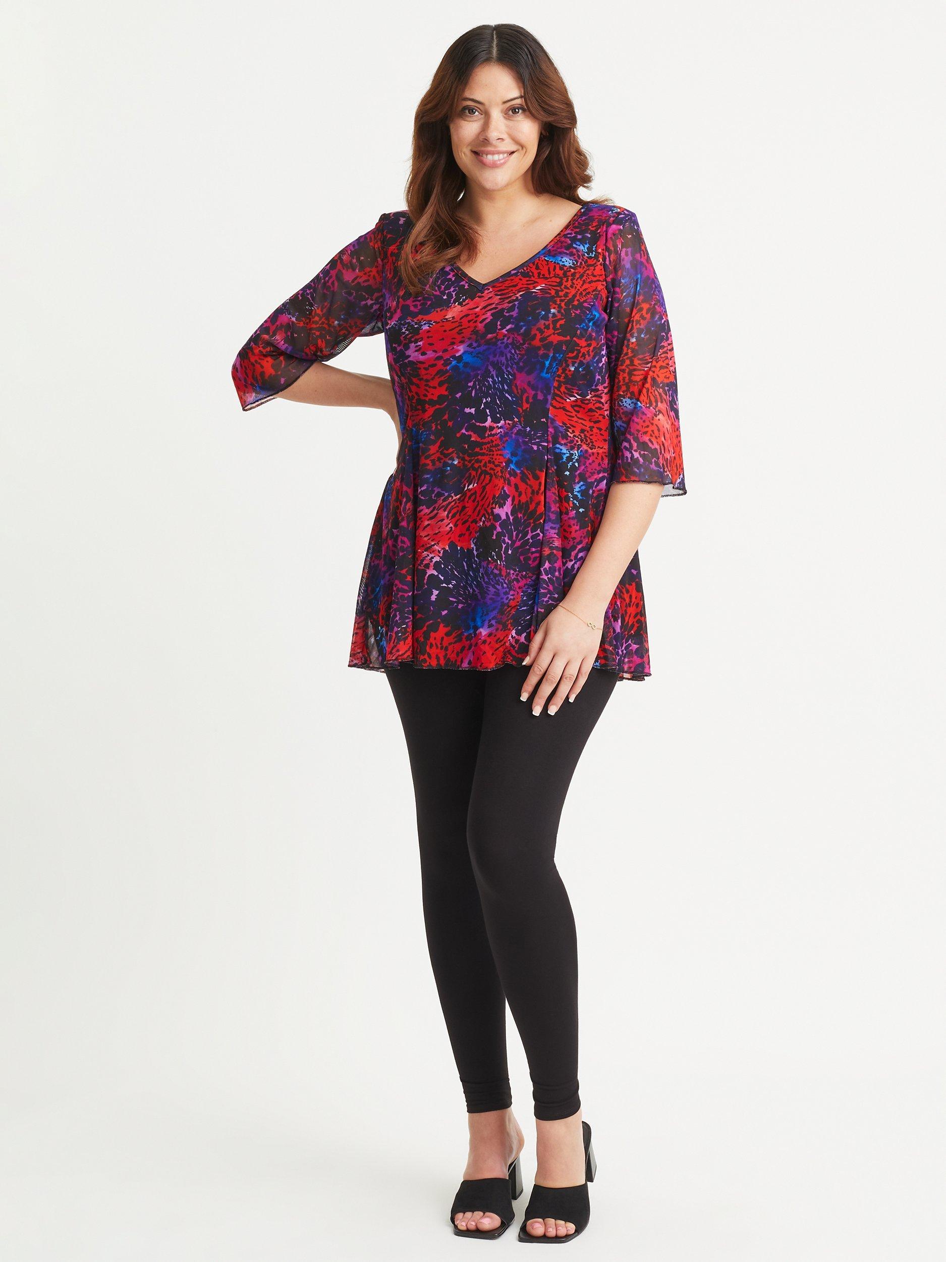 Scarlett & Jo Animal Print V-Neck Tunic Top, Red/Multi