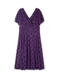 Scarlett & Jo Victoria Velvet Polka Dot Dress, Purple