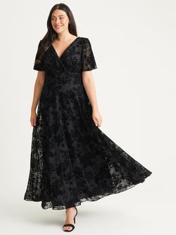 Scarlett & Jo Isabelle Floral Flock Dress, Black, Black