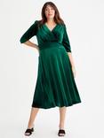 Scarlett & Jo Helena Velvet Midi Dress, Dark Green