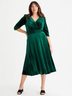Scarlett & Jo Helena Velvet Midi Dress, Dark Green, Dark Green