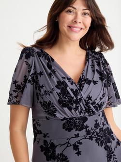 Scarlett & Jo Isabelle Floral Flock Dress, Grey/Black - view 2, Grey/Black