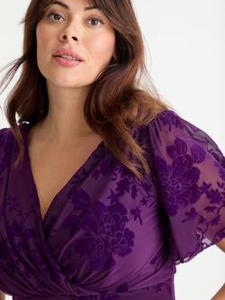 Scarlett & Jo Isabelle Velvet Floral Flock Dress, Purple - view 2, Purple