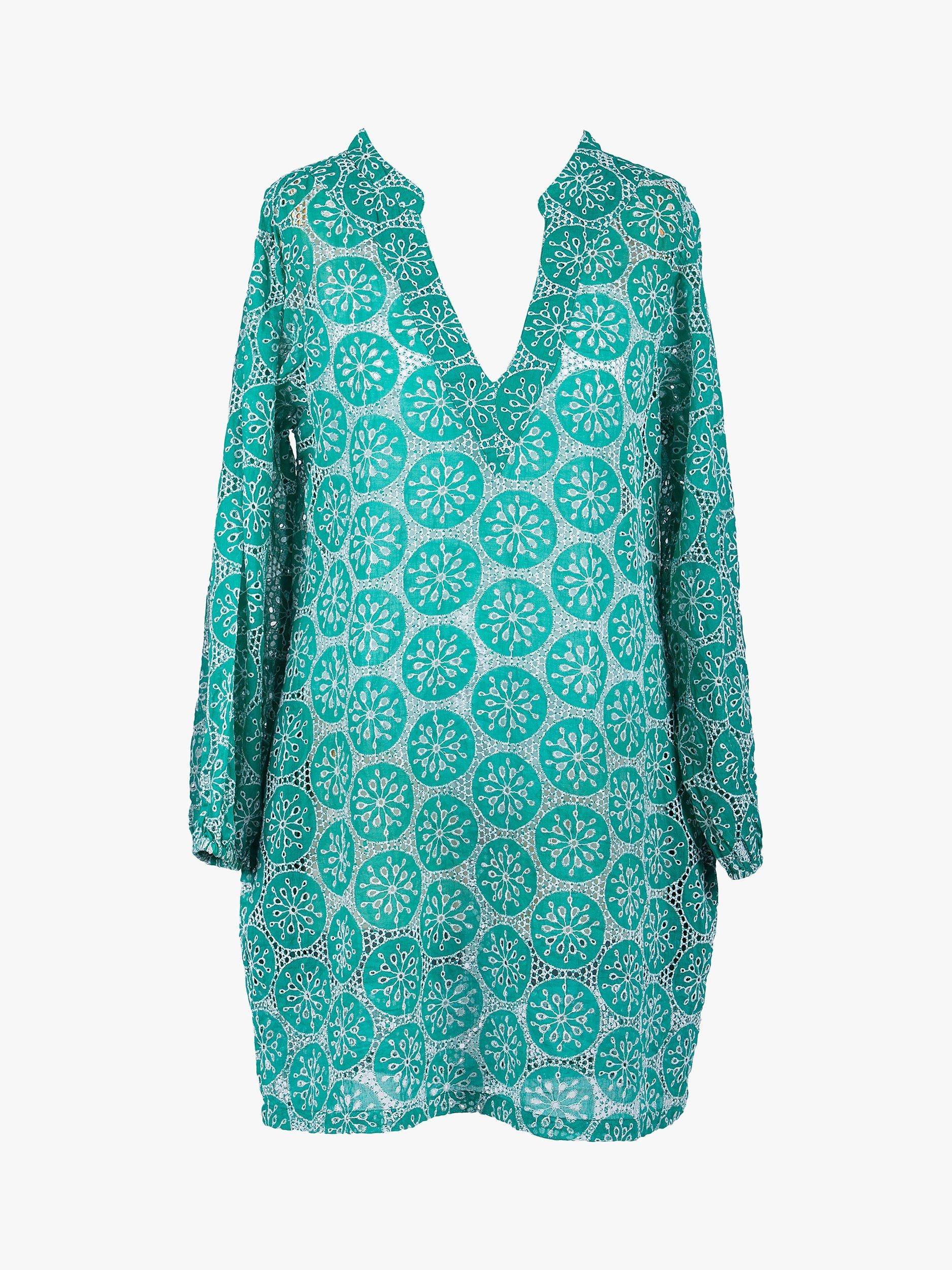 Product image 2 of 4, which shows Seaspray Freya Cotton Beach Dress, Green, S