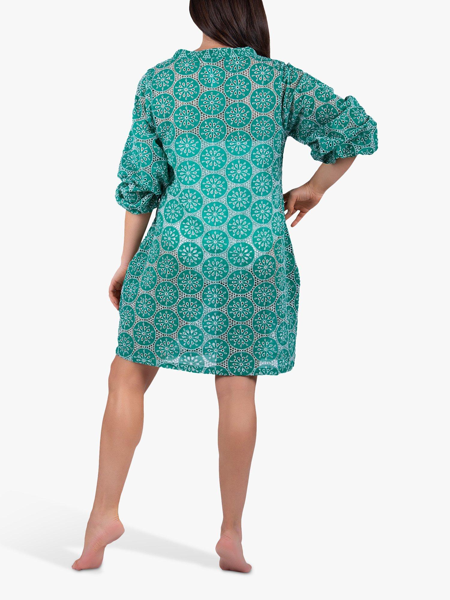 Seaspray Freya Cotton Beach Dress, Green, S