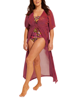 Seaspray Aruba Shimmer Maxi Kaftan, Plum, Plum