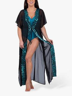 Seaspray Marbella Sequin Maxi Kaftan, Black/Jade, Black/Jade