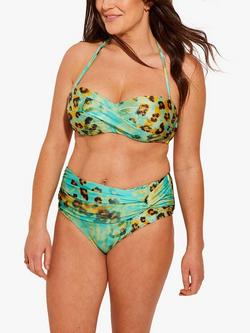Seaspray Zambia Animal Print Midi Bikini Brief, Turquoise/Multi, Multi