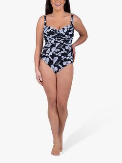 Seaspray Amalfi Floral Twist Front Swimsuit, Black, Black