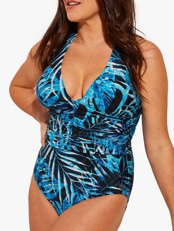 Seaspray Bora Bora Halterneck Long Length Swimsuit, Blue Multi, Blue Multi