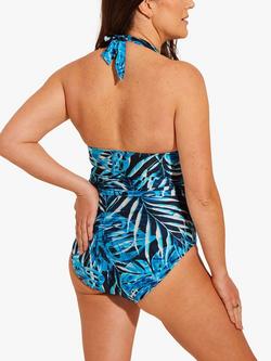 Seaspray Bora Bora Halterneck Long Length Swimsuit, Blue Multi - view 2, Blue Multi