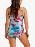 Seaspray Kefalonia Twist Bust Floral Print Long Length Swimsuit, Blue/Multi