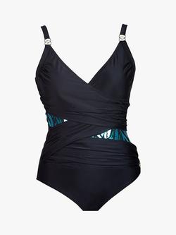 Seaspray Marbella Sequin Double Draped Swimsuit - view 2, Black/Jade