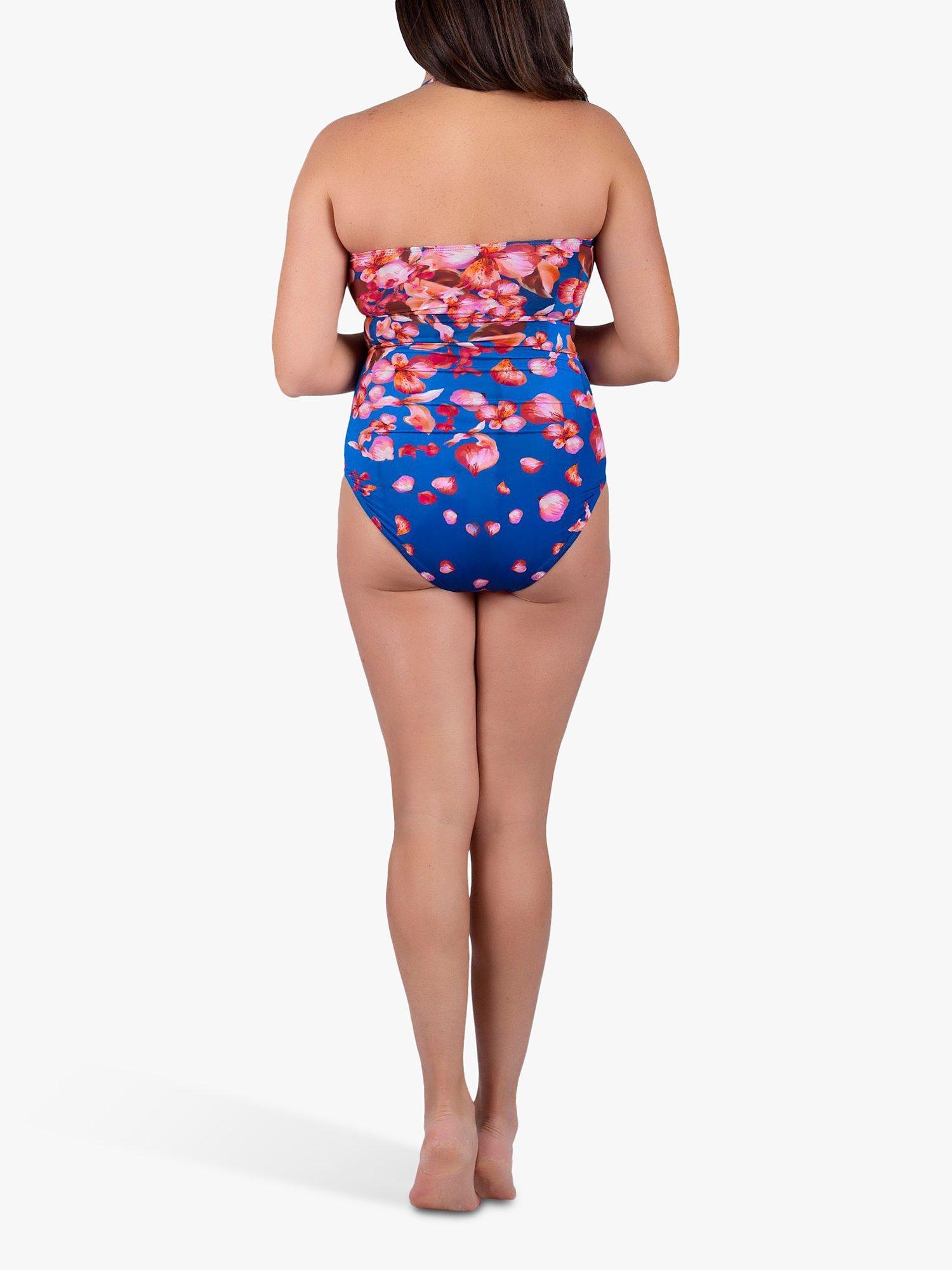 Product image 2 of 4, which shows Seaspray Sakura Bandeau Swimsuit, Blue/Floral, 10