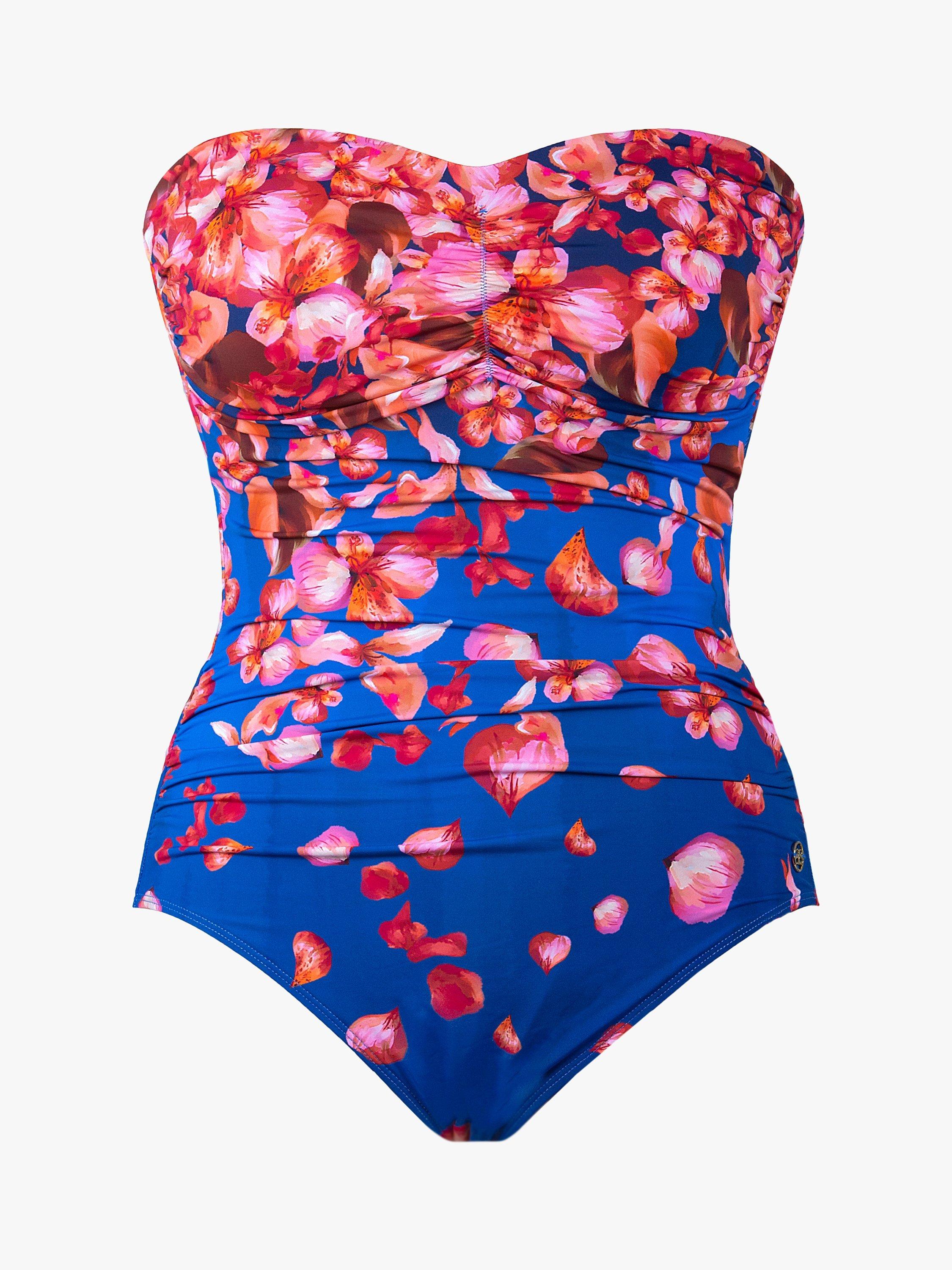 Product image 4 of 4, which shows Seaspray Sakura Bandeau Swimsuit, Blue/Floral, 10