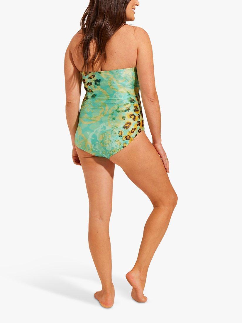 Product image 3 of 5, which shows Seaspray Zambia Bandeau Swimsuit, Turquoise/Multi, 10