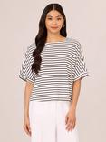 Adrianna Papell Stripe Button Back Top, Ivory/Black