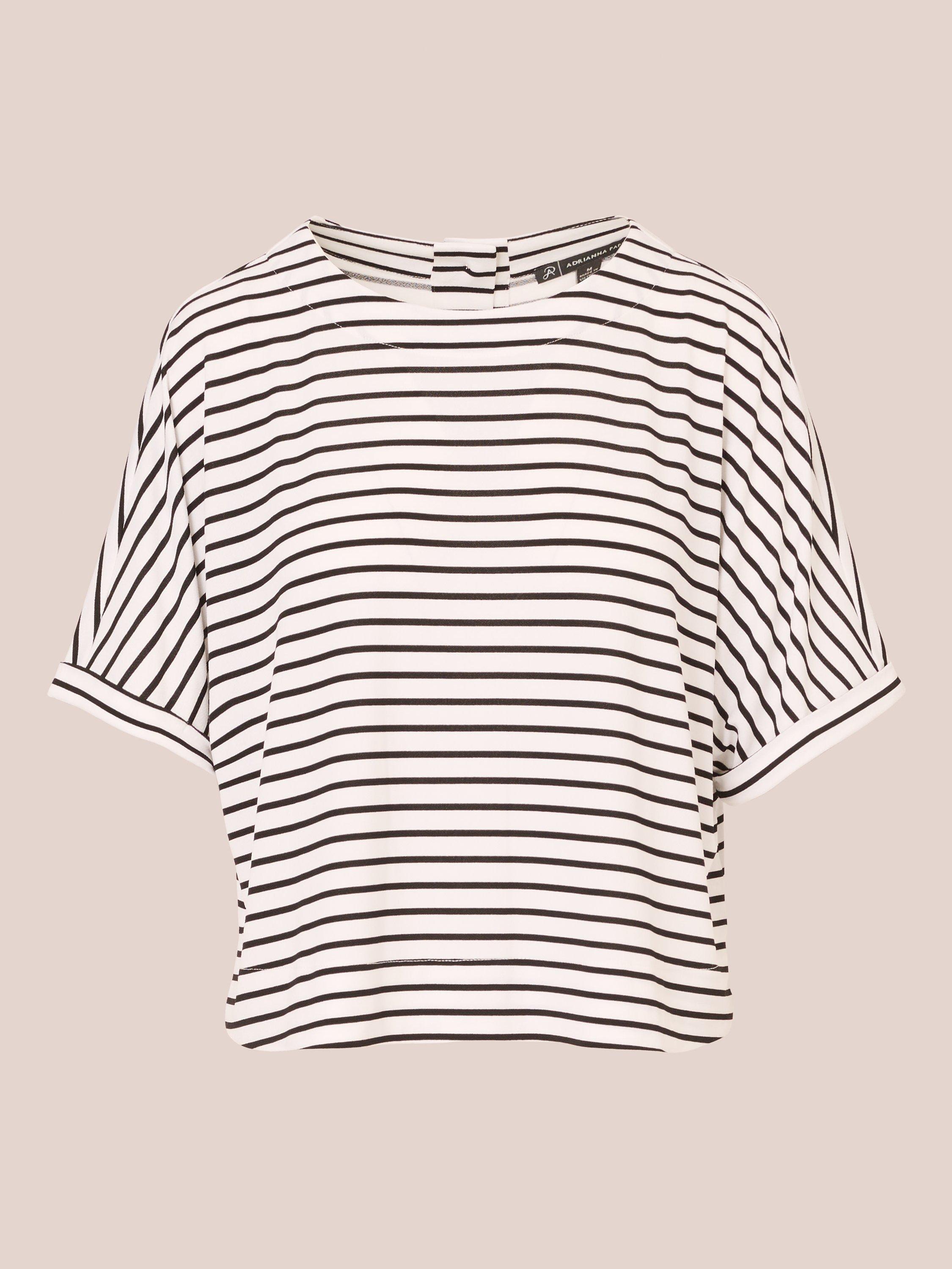 Product image 6 of 7, which shows Adrianna Papell Stripe Button Back Top, Ivory/Black, L