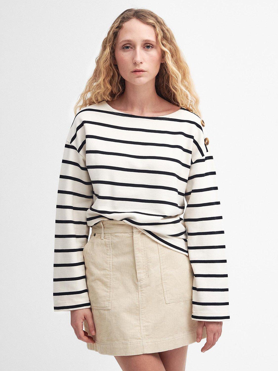 Barbour Caroline Stripe Sweatshirt, Eggshell/Black