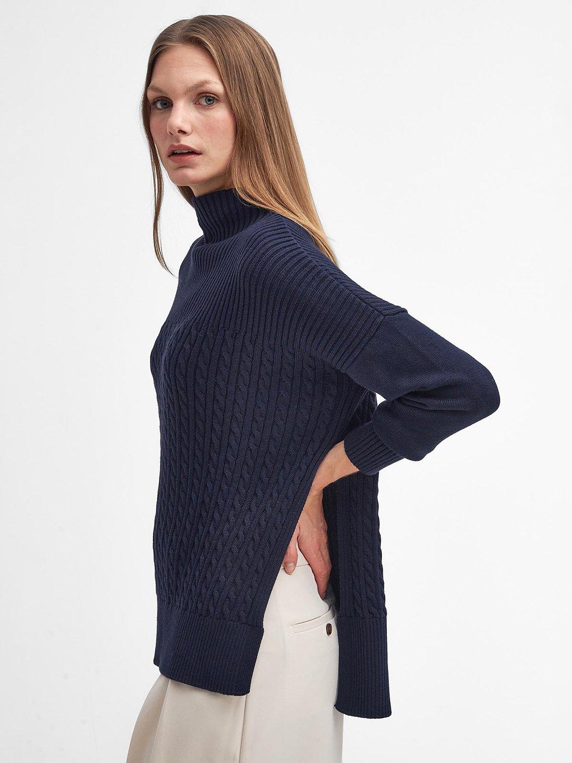Barbour Stitch Guernsey Cotton Knit Jumper, Navy
