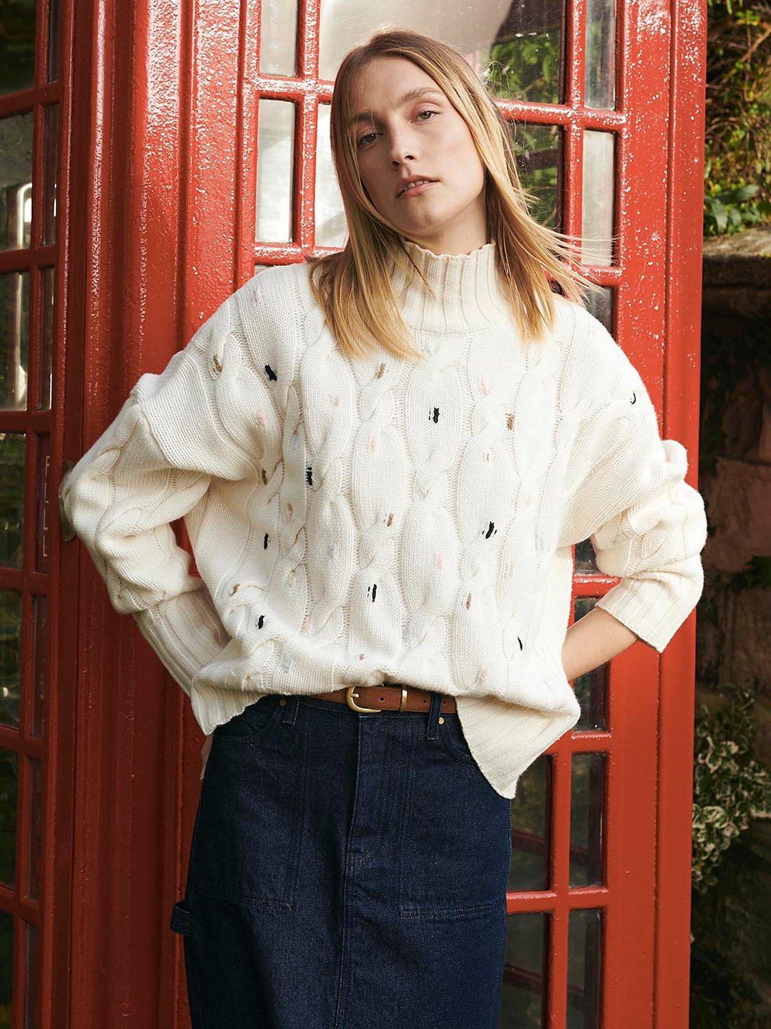 Barbour Fleur Knit Jumper, Ecru