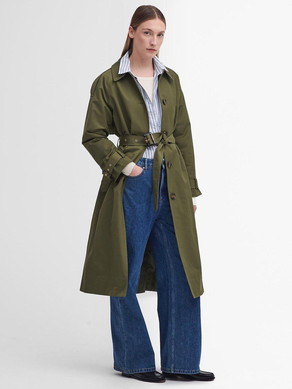 Woman Trench Coat sold White & Dark Green