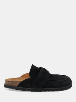 HUSH Pia Suede Padded Mules, Black