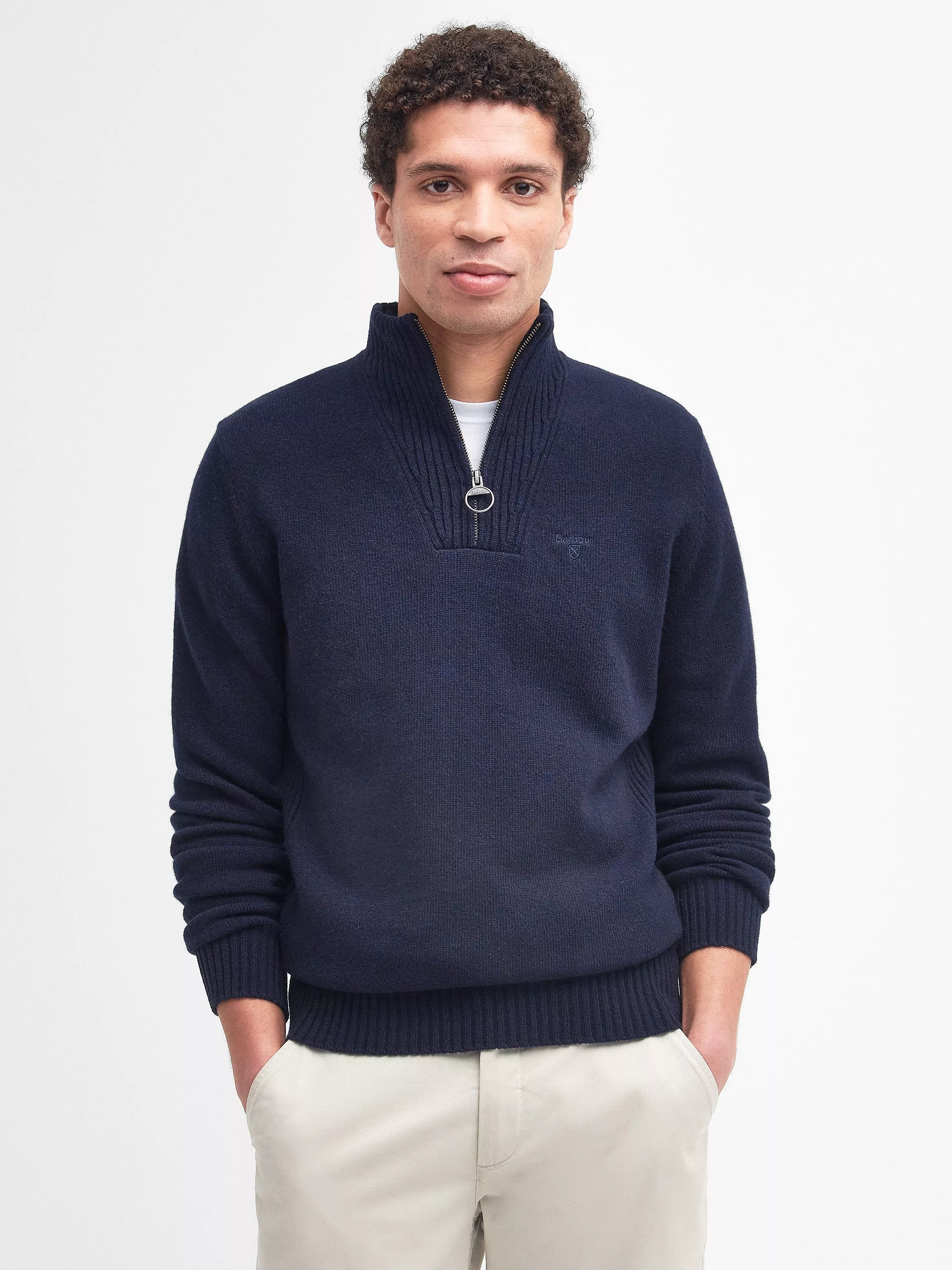 Barbour essential lambswool half zip jumper charcoal hotsell