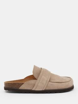 HUSH Pia Suede Padded Mules, Light Taupe