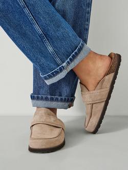 HUSH Pia Suede Padded Mules - view 2, Light Taupe