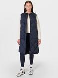 Sweaty Betty Downtown Longline Quilted Gilet, Navy Blue