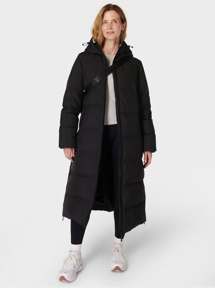 Sweaty Betty Nimbus Longline Puffer Coat, Black, Black