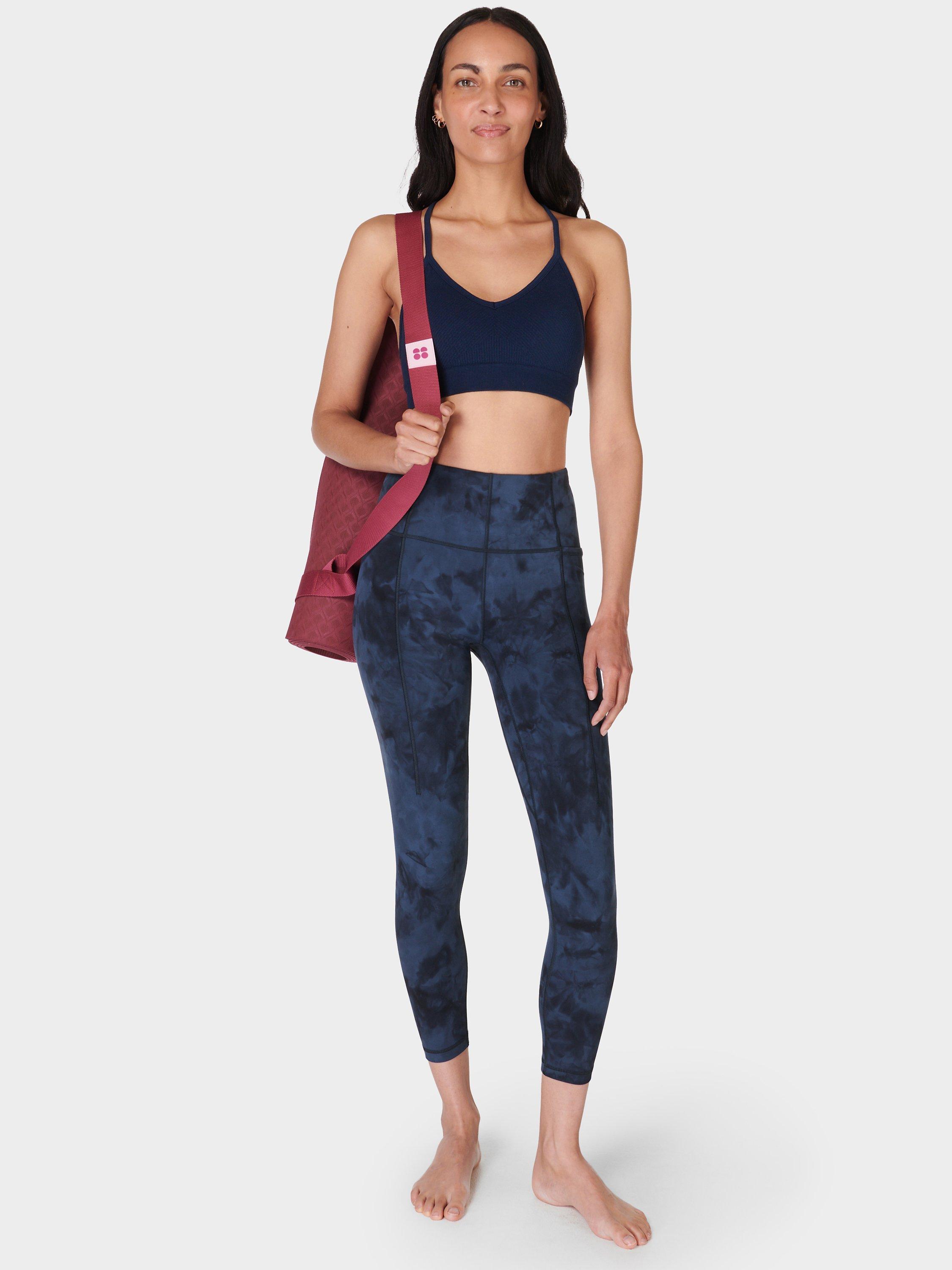 Product image 3 of 6, which shows Sweaty Betty Super Soft 7/8 Yoga Leggings, Navy Blue Spray Dye, XXS
