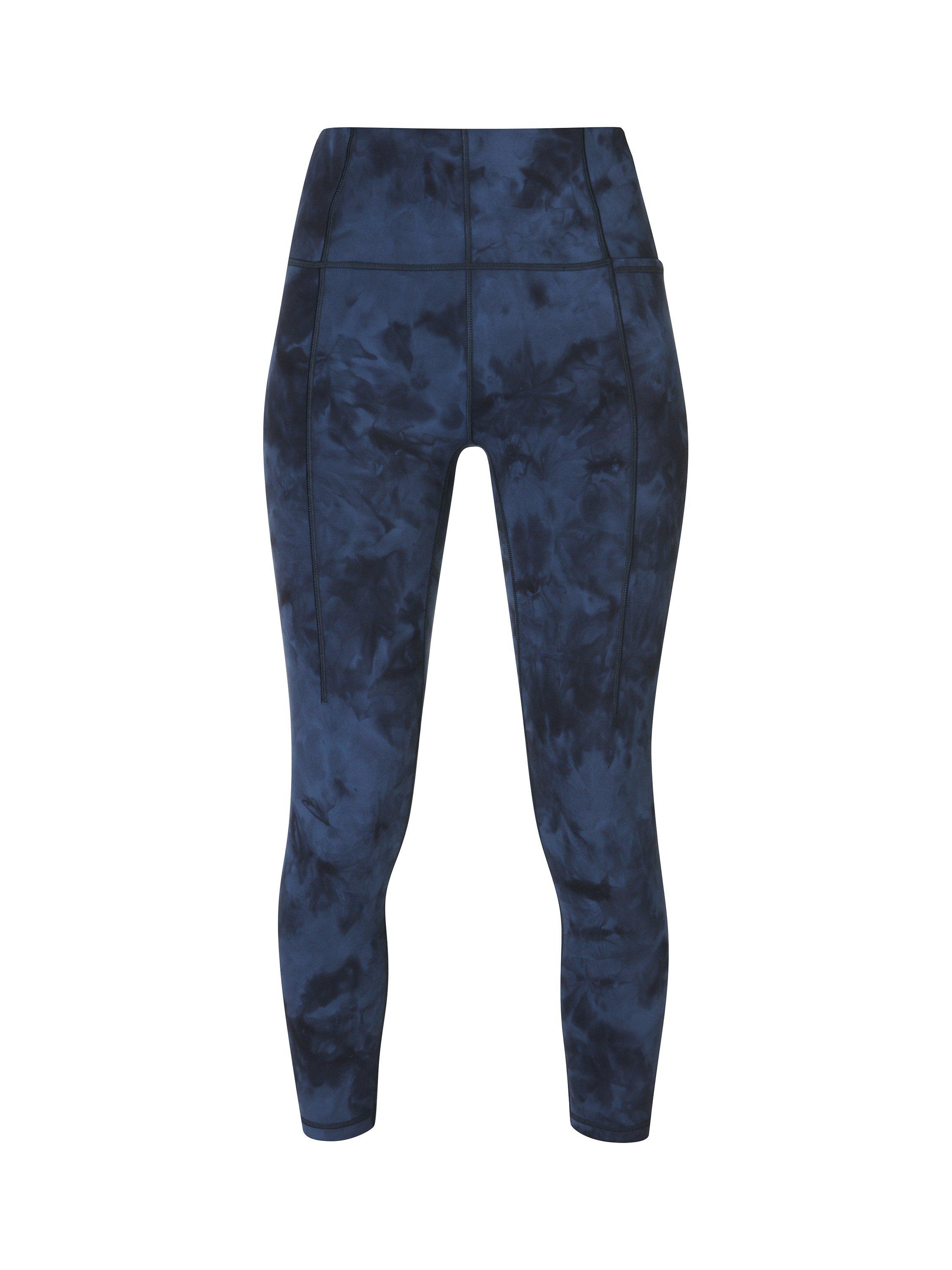 Product image 4 of 6, which shows Sweaty Betty Super Soft 7/8 Yoga Leggings, Navy Blue Spray Dye, XXS