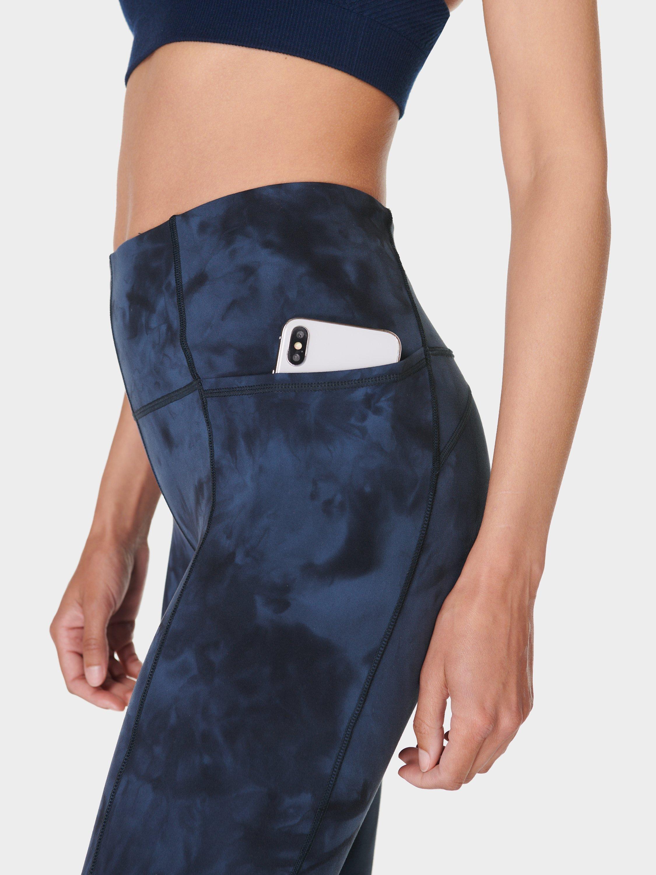 Product image 6 of 6, which shows Sweaty Betty Super Soft 7/8 Yoga Leggings, Navy Blue Spray Dye, XXS